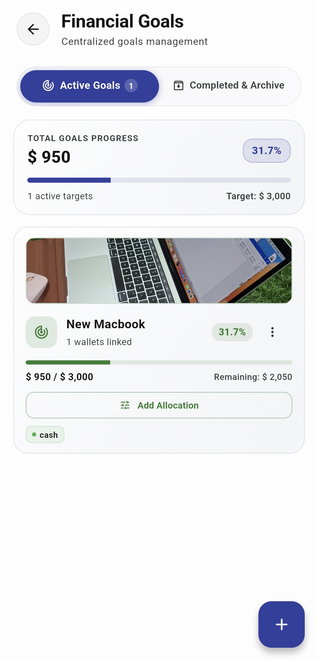 DOCU financial milestone and savings goals tracker